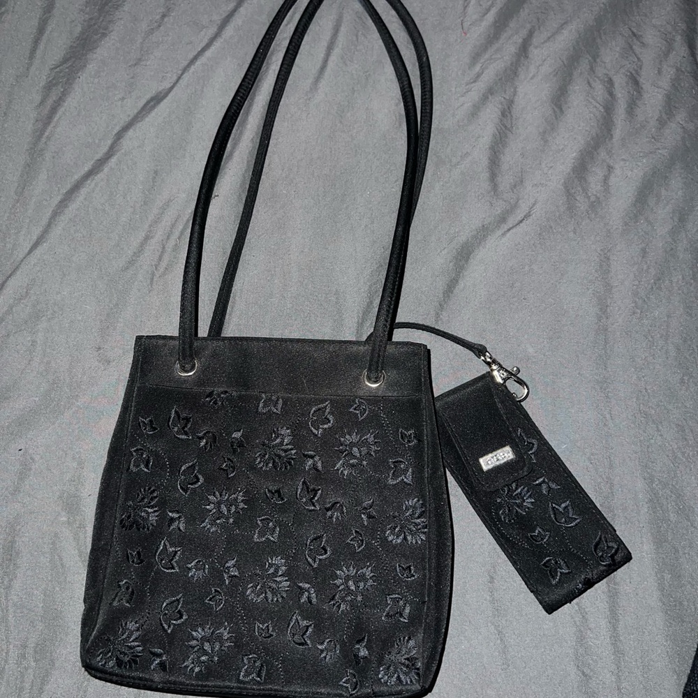 Croft & Barrow Black Floral Shoulder Bag